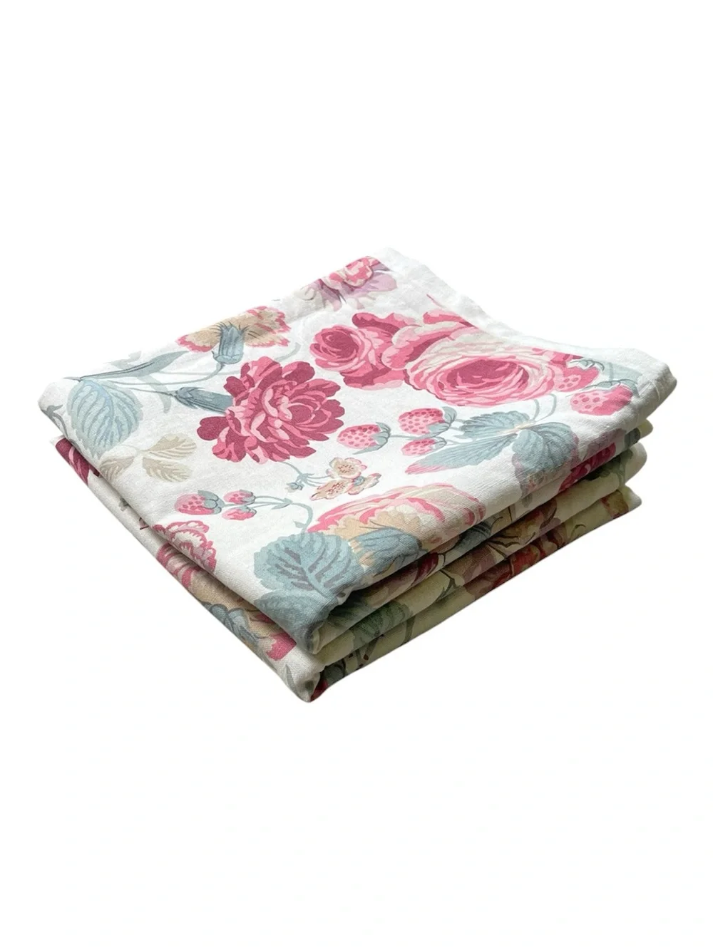 Pottery Barn Elia Floral Reversible Cotton Linen King Shams, Set of 2